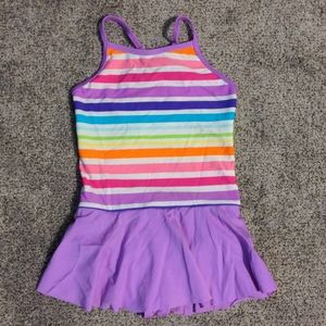 Lands' End stripes skirted swimsuit, size 7